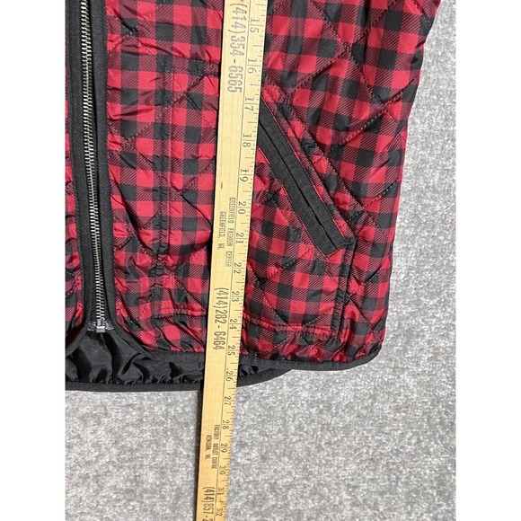 Old Navy Ribbed Collar Quilted Buffalo Plaid Zip Up Vest Womens Size Medium - Picture 11 of 11